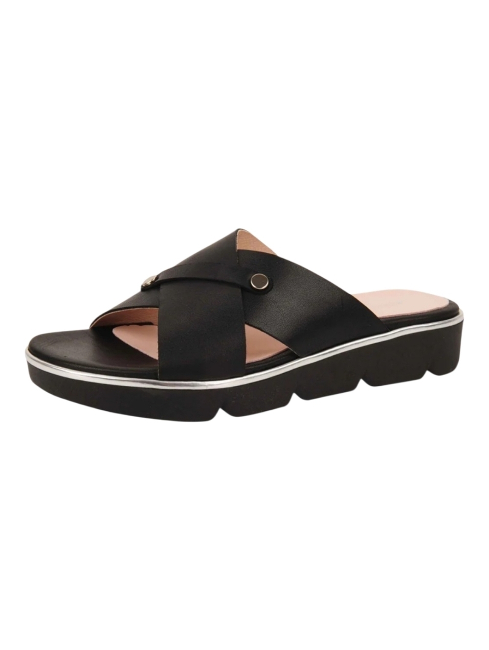 Patricia Green Catalina Sport Sandal Black Leather Slide Platform Size 40 Made i